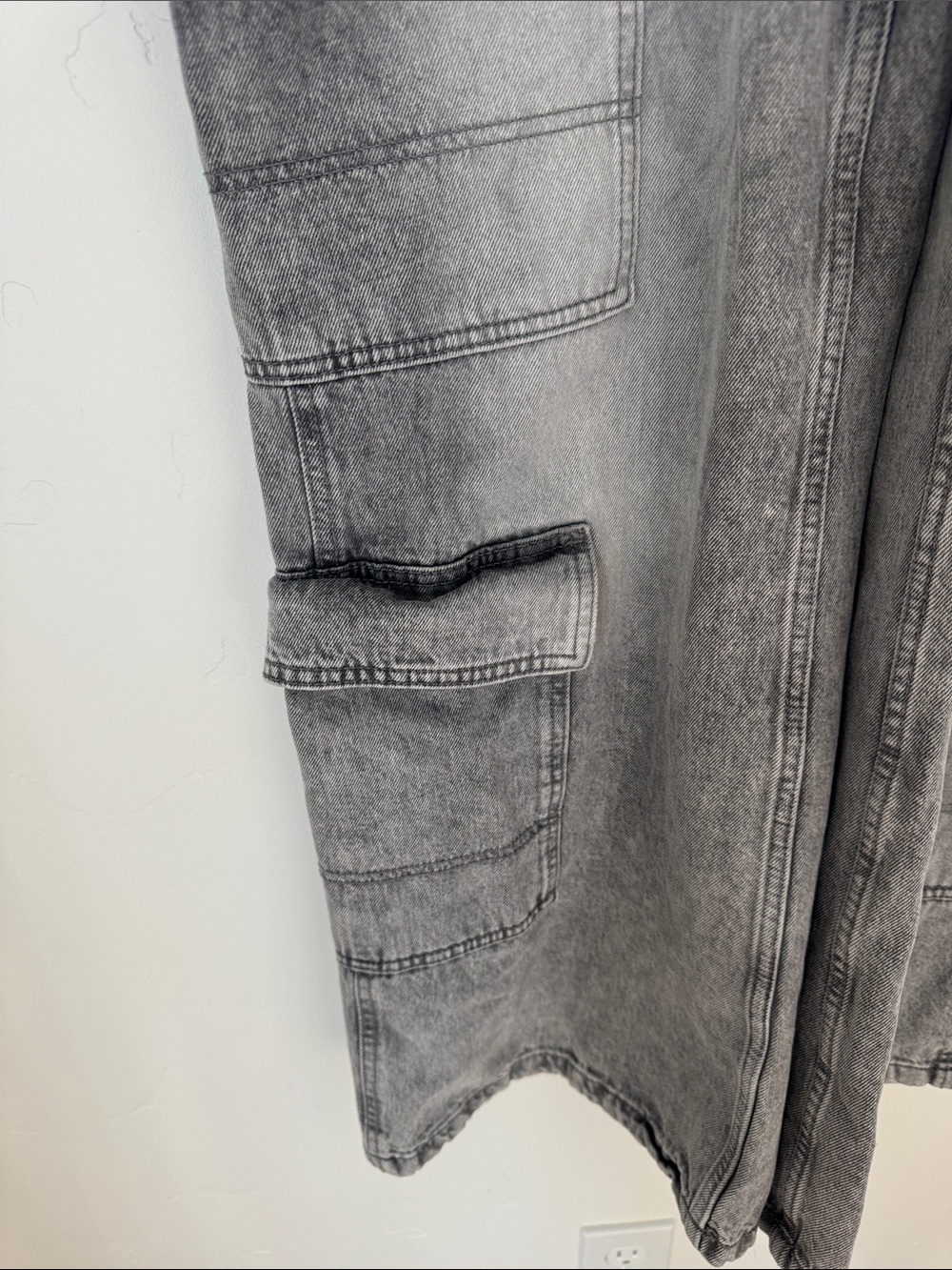 H&M Divided Gray Wide Leg Cargo Jeans Women's High Rise Utility Baggy Denim 14 - Picture 3 of 14